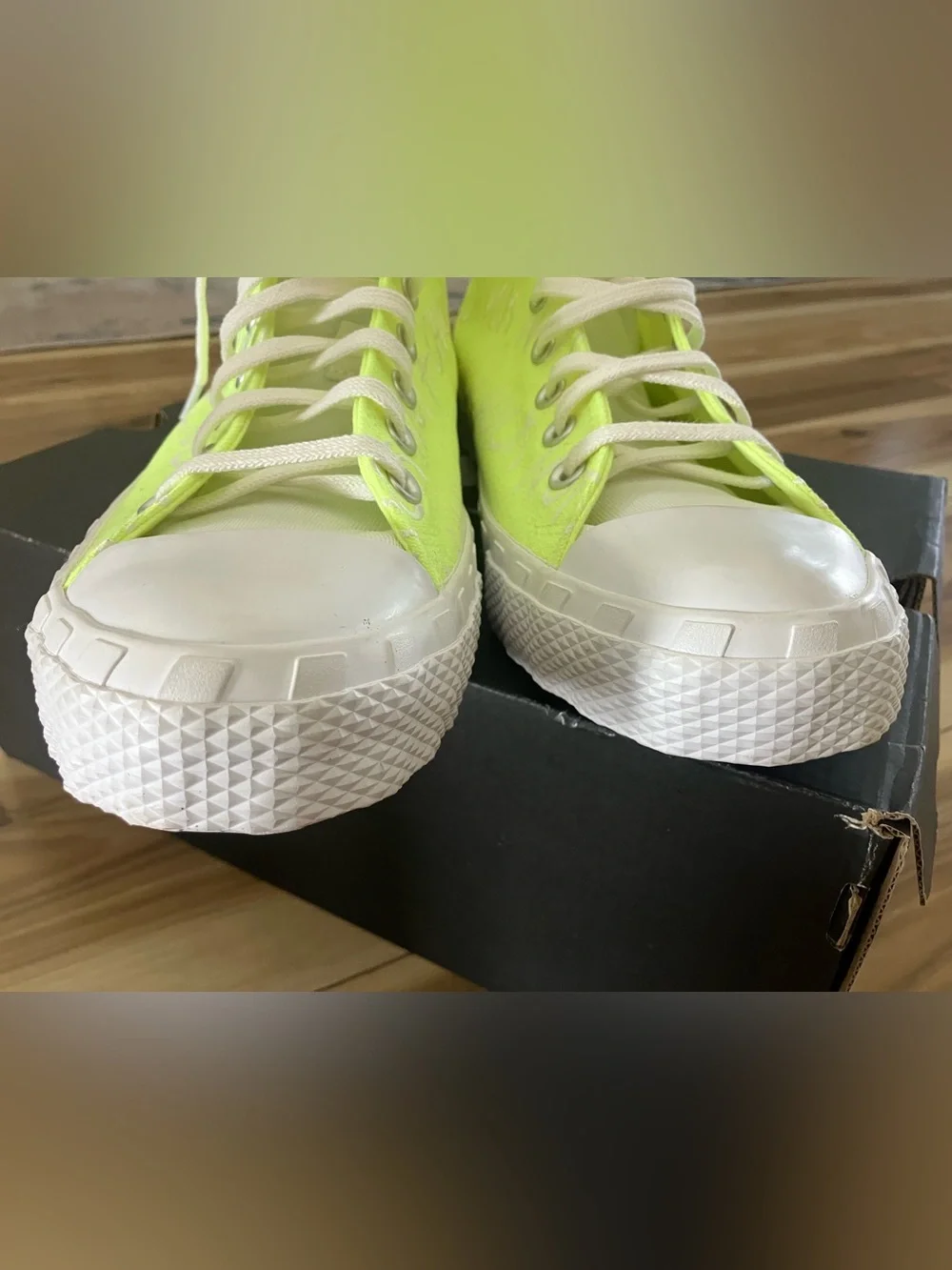 Converse Neon Yellow High-Top Canvas Sneakers Brand New